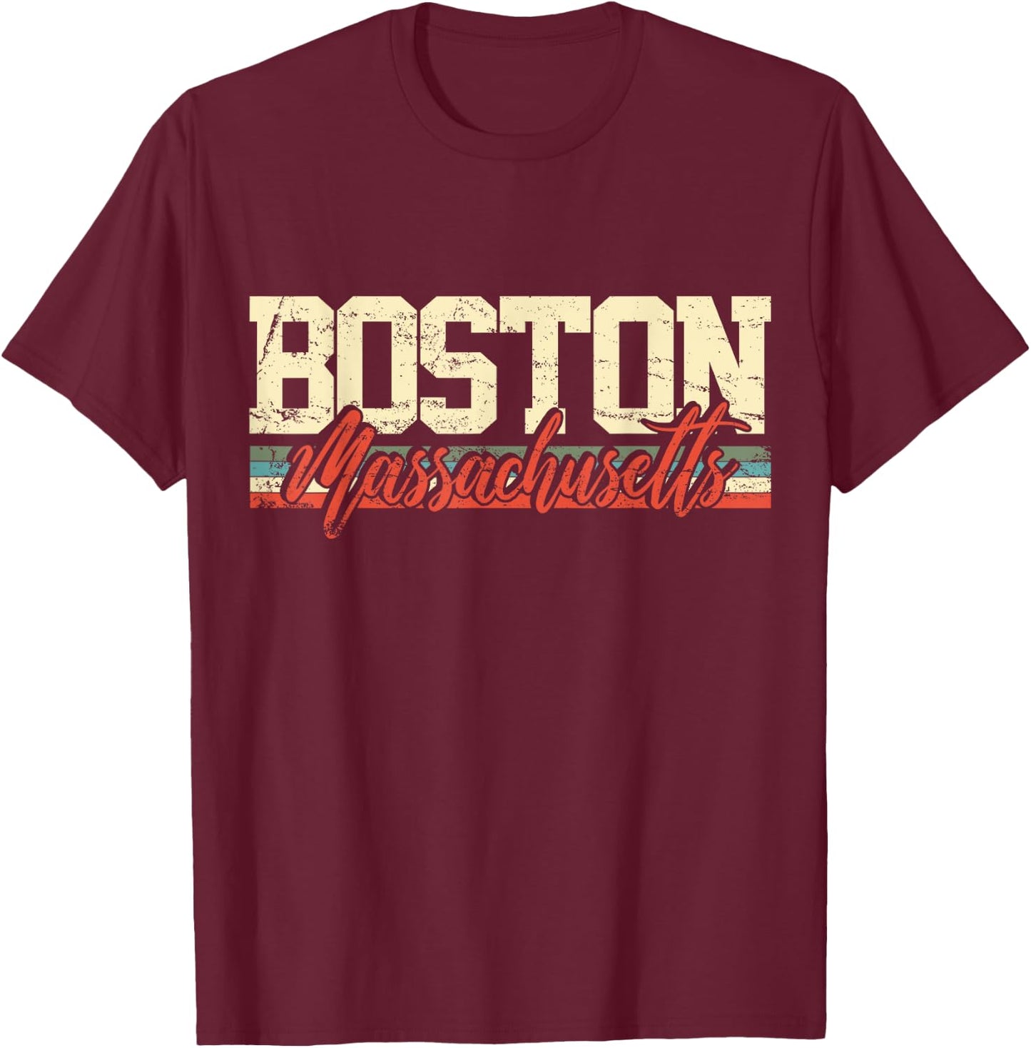 Boston Massachusetts Vintage Gift T-Shirt - T-Shirt | Maroon