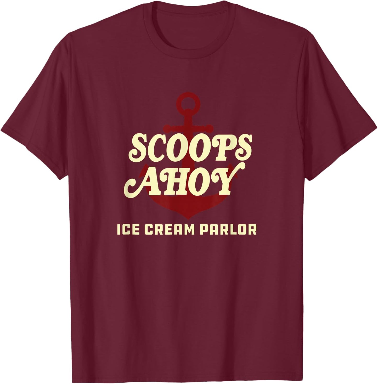 Stranger Things Scoops Ahoy Ice Cream Parlor Logo T-Shirt - T-Shirt | Maroon