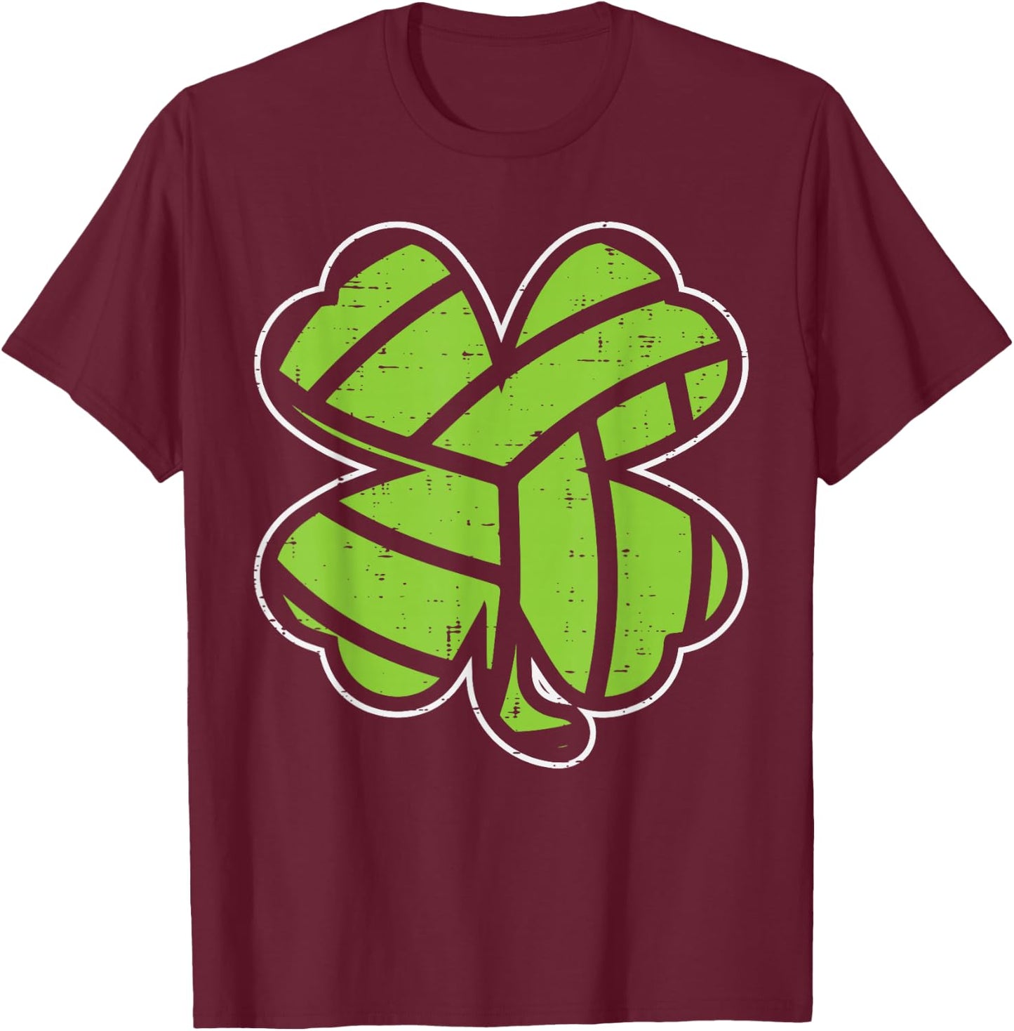 Volleyball Shamrock Clover St Patricks Day Lucky Sports Gift T-Shirt - T-Shirt | Maroon