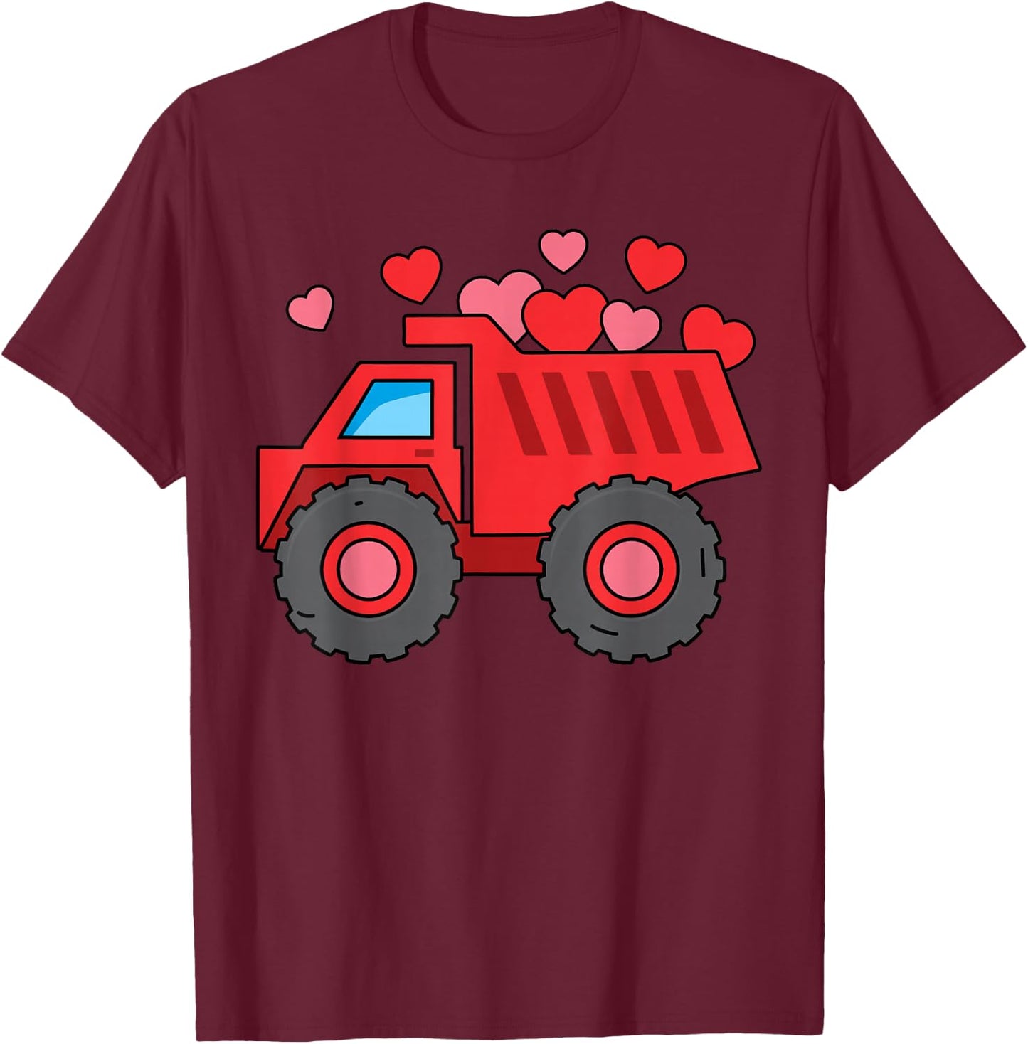 Valentines Day Construction Trucks Funny Boys Kids Toddler T-Shirt - T-Shirt | Maroon