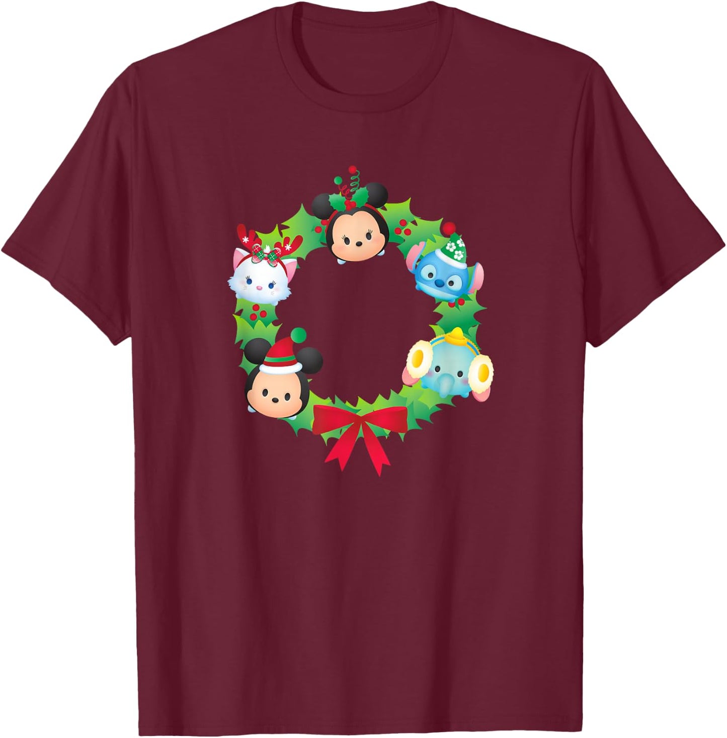 Tsum Tsum - Christmas Wreath T-Shirt - T-Shirt | Maroon