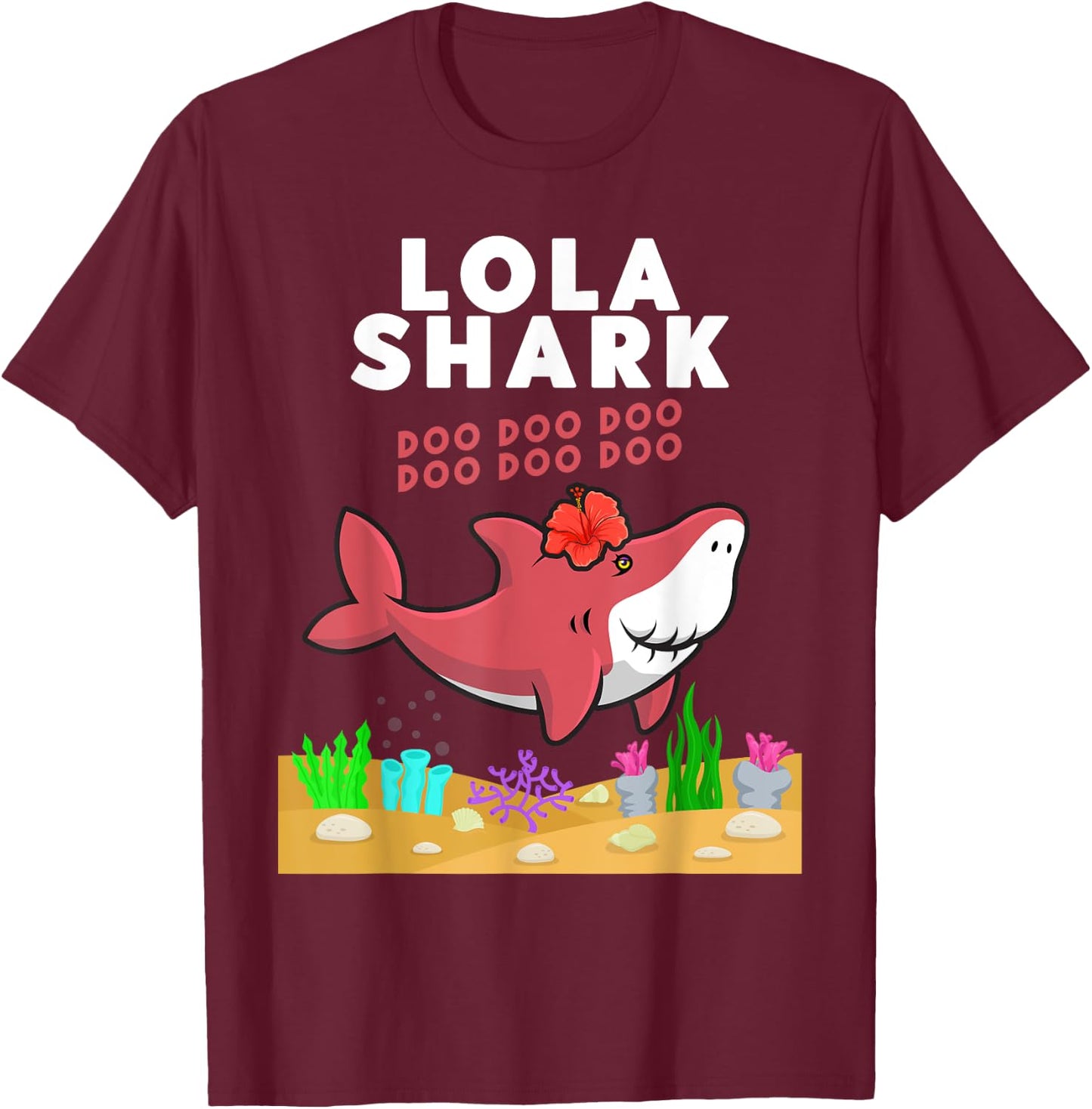 Promoted to Lola Shark Cute Grandmother Gift Filipino T-Shirt - T-Shirt | Maroon