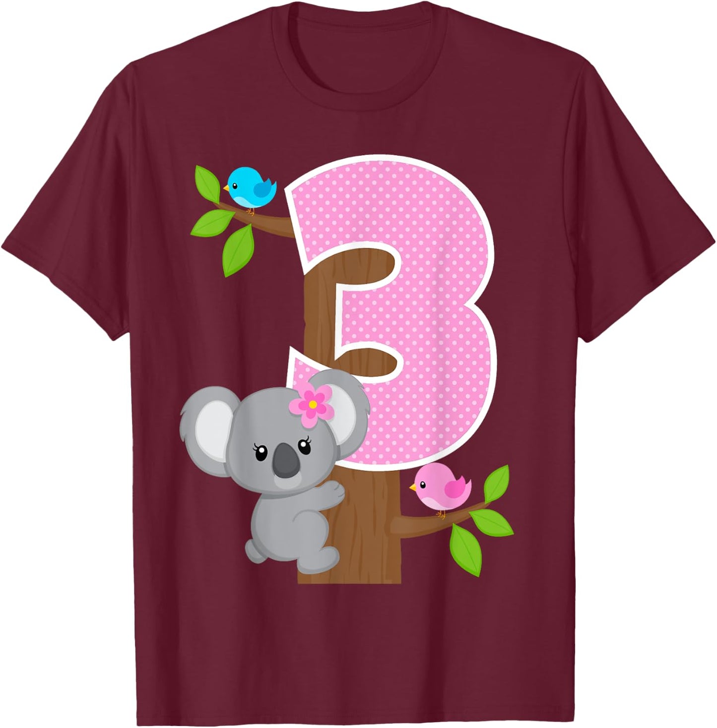 Koala Bear 3rd Birthday Girl 3 Year Old Birthday Koalas Bday T-Shirt - T-Shirt | Maroon