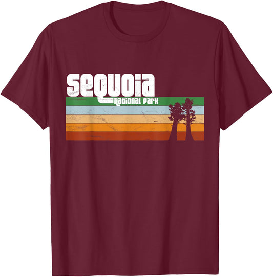 Retro Sequoia National Park California CA T-Shirt - T-Shirt | Maroon