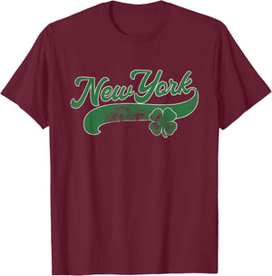 New York Shamrock St. Patrick's Day Saint Paddy's Irish Gift T-Shirt - T-Shirt | Maroon