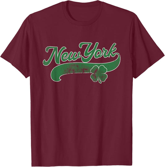 New York Shamrock St. Patrick's Day Saint Paddy's Irish Gift T-Shirt - T-Shirt | Maroon