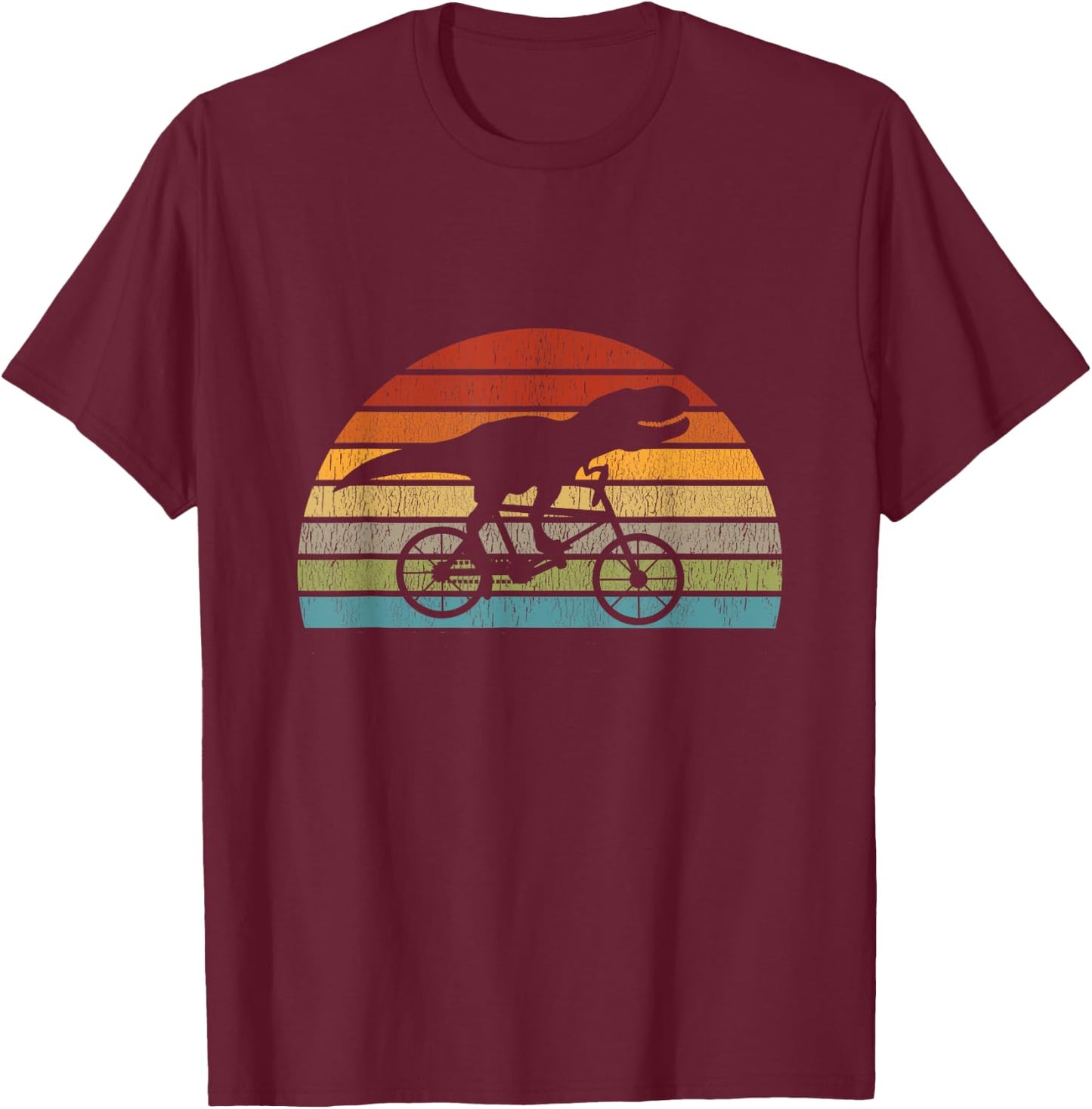 T Rex Dinosaur on a Bicycle bike cycling retro funny biking T-Shirt - T-Shirt | Maroon