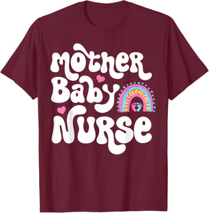 Postpartum Mother Baby Nurse Mom - Baby Postpartum Nursing T-Shirt - T-Shirt | Maroon