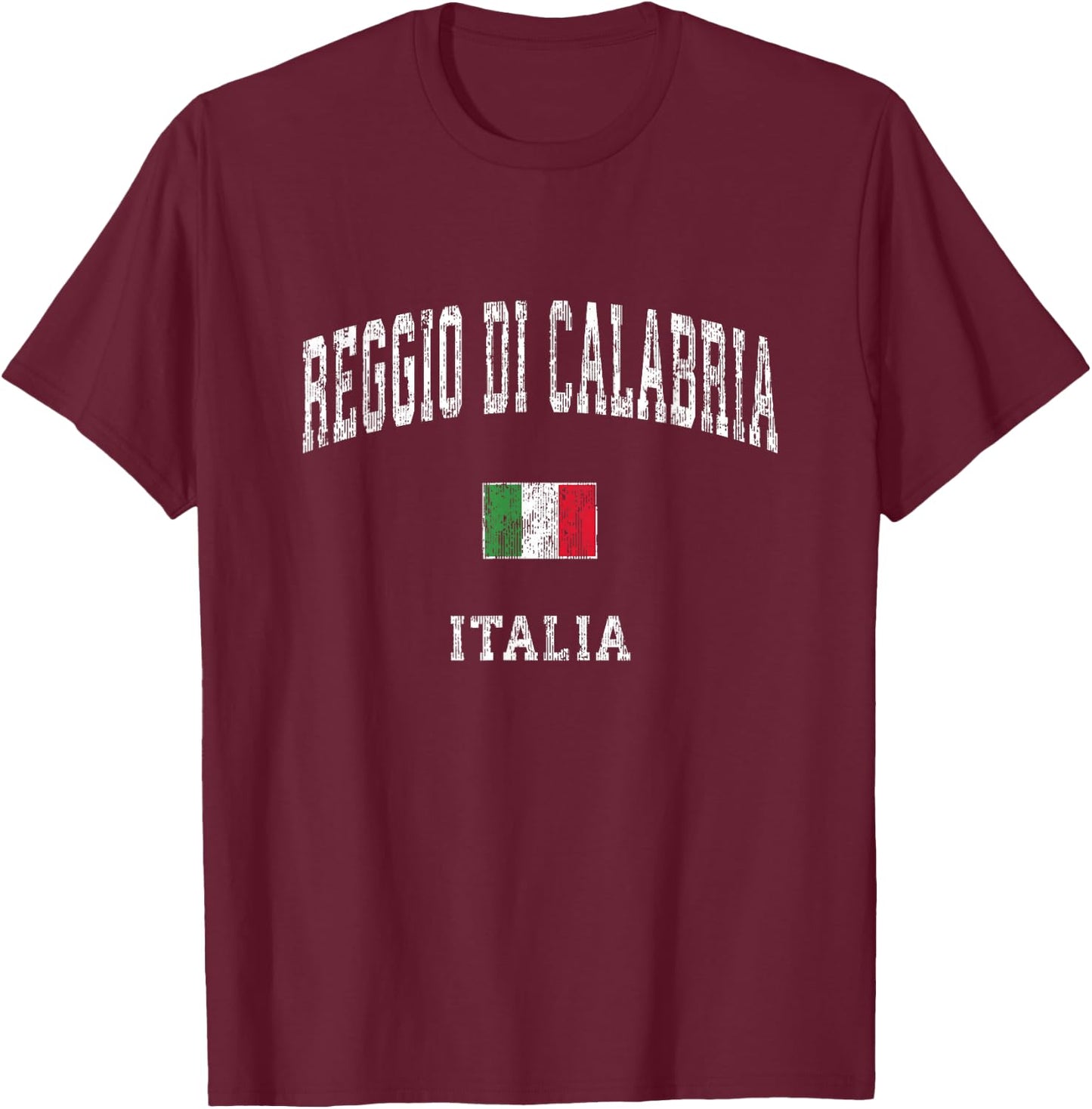 Reggio Di Calabria Italy Vintage Athletic Sports Design T-Shirt - T-Shirt | Maroon