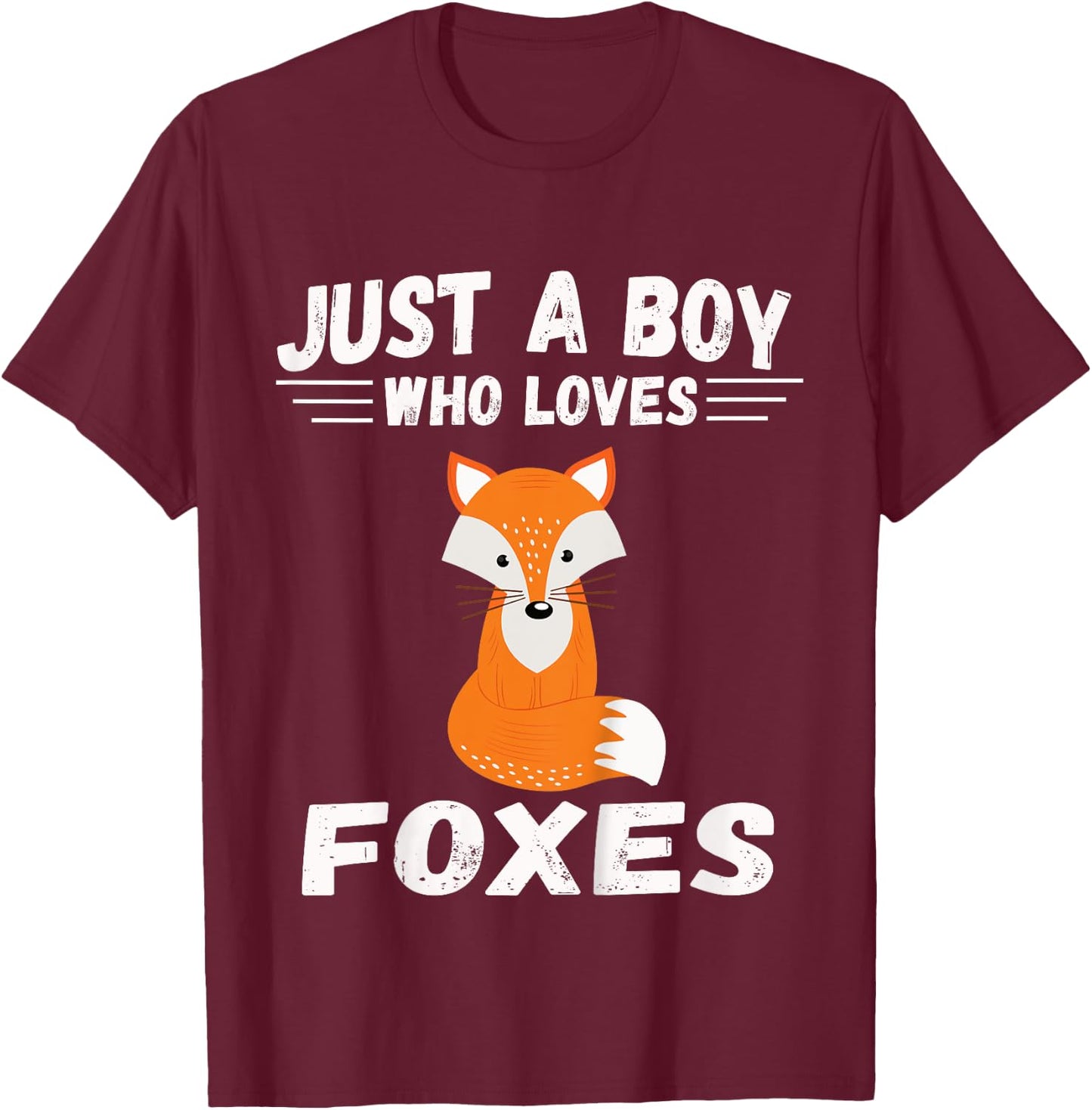 Kids Boy Fox Shirt Gifts Just a Boy Who Loves Foxes T-Shirt - T-Shirt | Maroon