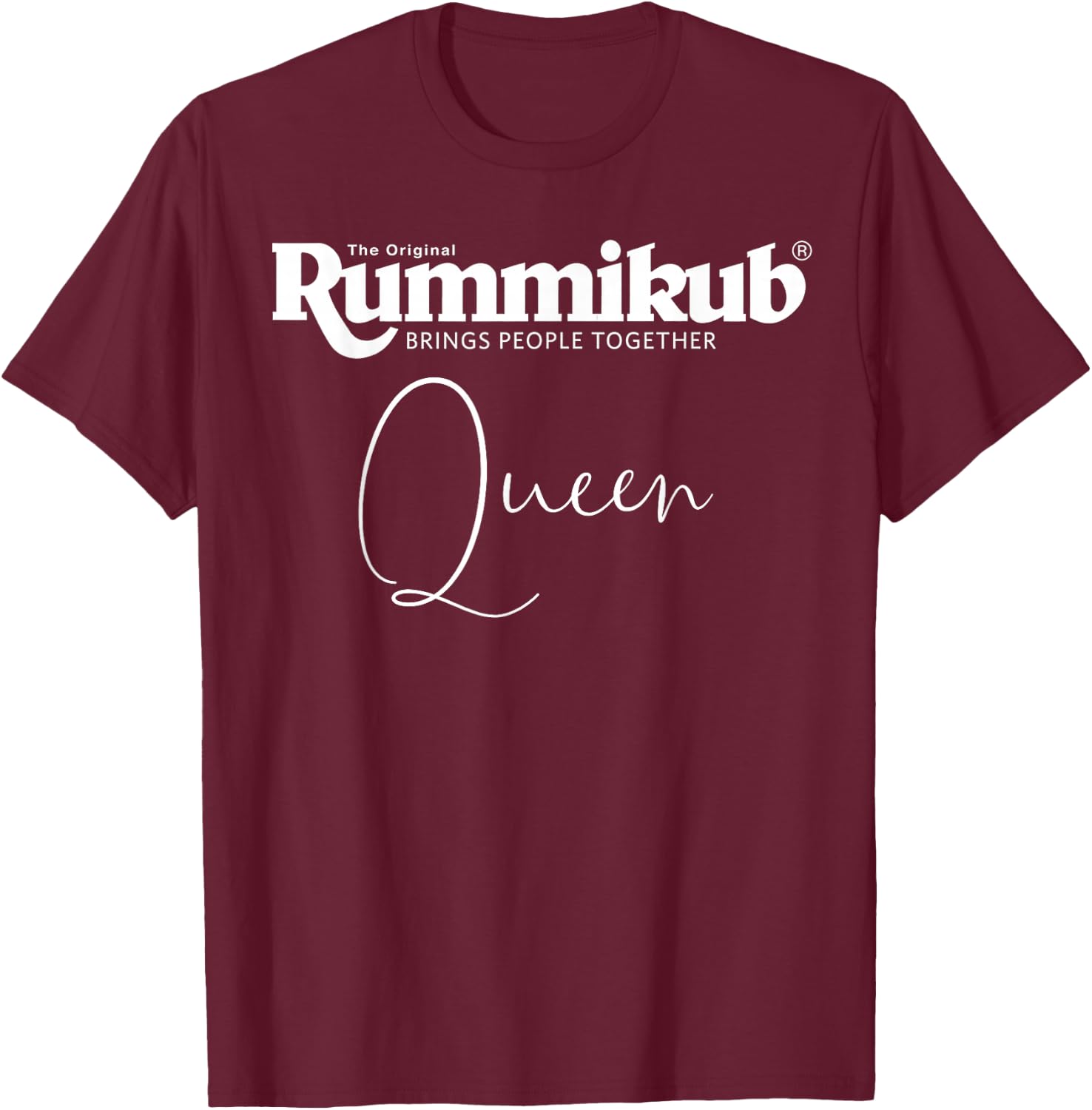Rummikub Queen (White) T-Shirt - T-Shirt | Maroon