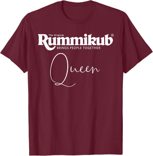 Rummikub Queen (White) T-Shirt - T-Shirt | Maroon