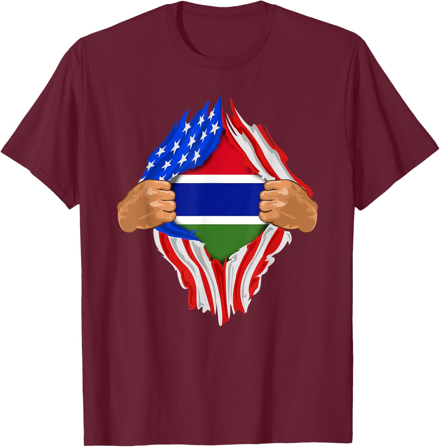 Gambian Blood Inside Me | Gambia Flag Gift T-Shirt - T-Shirt | Maroon