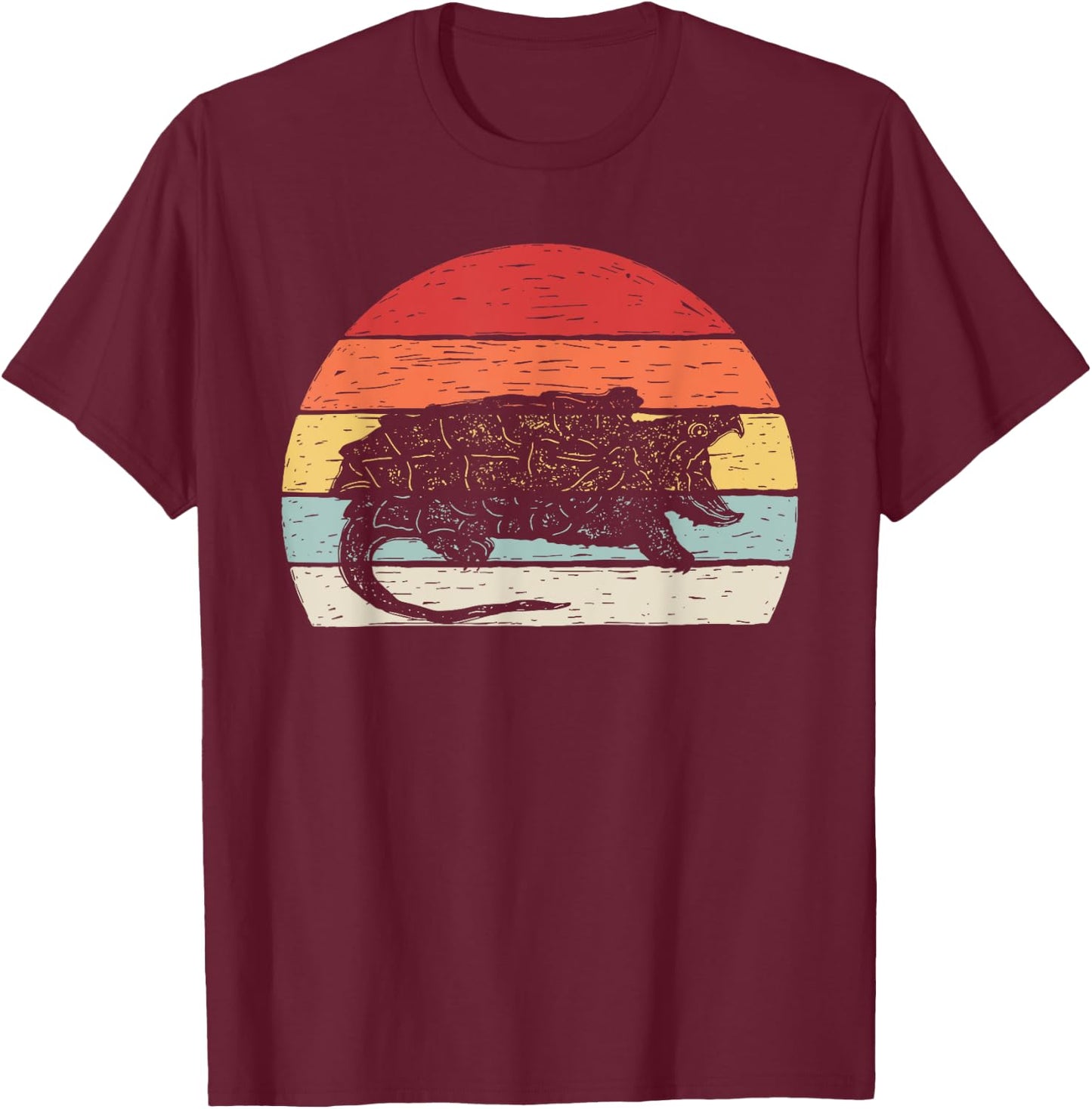 Catch Some Rays Vintage Retro Snapping Turtle T-Shirt - T-Shirt | Maroon