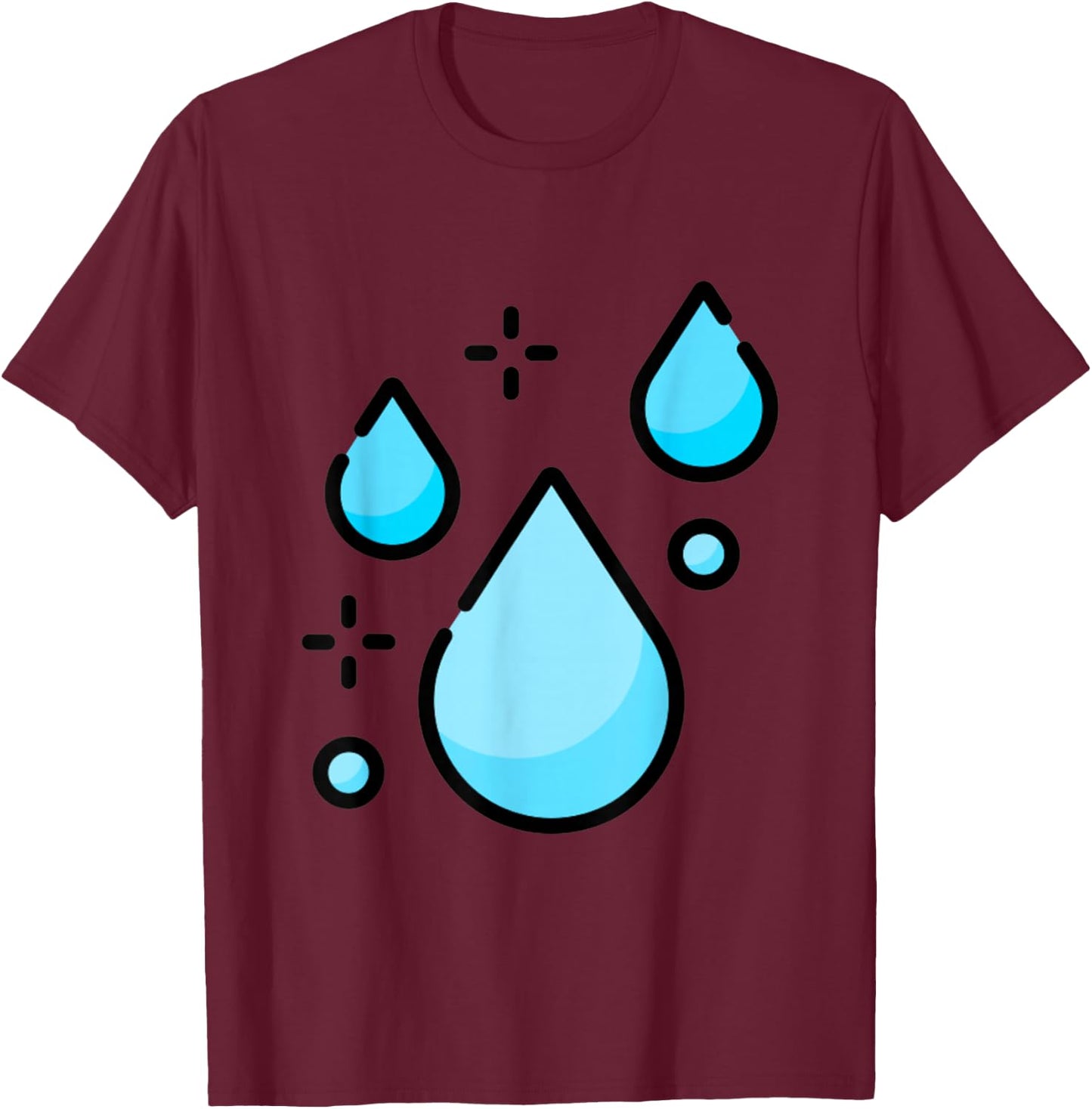 Water Droplet Waterdrop Raindrop Water Lover Hydration T-Shirt - T-Shirt | Maroon