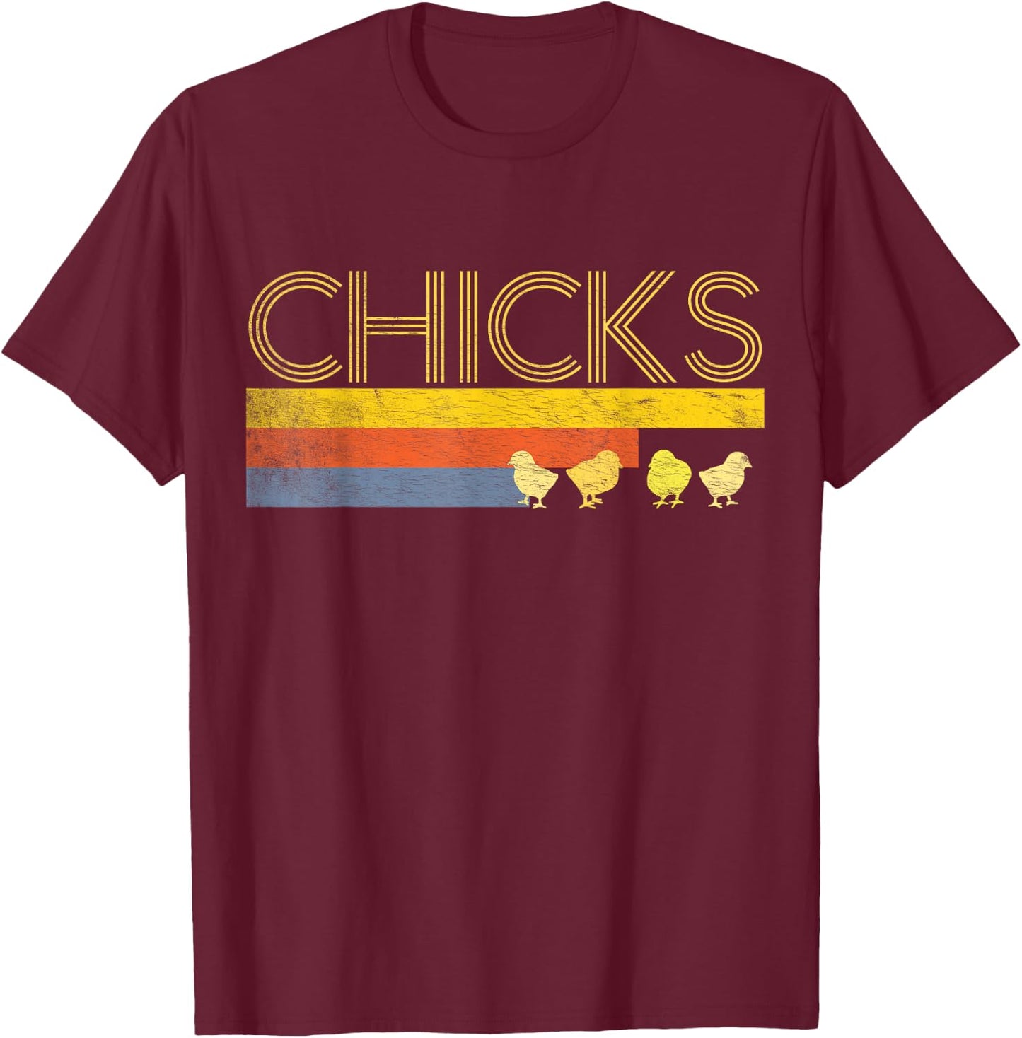 Funny Retro Striped Easter Chicks Shirt Chick Baby Chicken T-Shirt - T-Shirt | Maroon