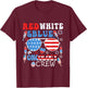 Groovy Red White Blue American Oncology Crew 4th of July T-Shirt - T-Shirt | Maroon