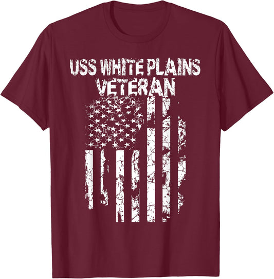 USS White Plains Veteran T-Shirt - T-Shirt | Maroon