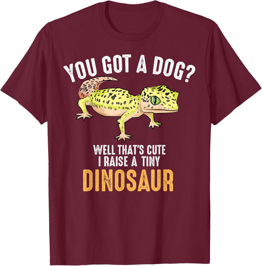 Cute Children Adult Small Dino Animal Pun Designs | Cool I Raise Tiny Dinosaur | Funny Leopard Gecko Pet Gift T-Shirt - T-Shirt | Maroon