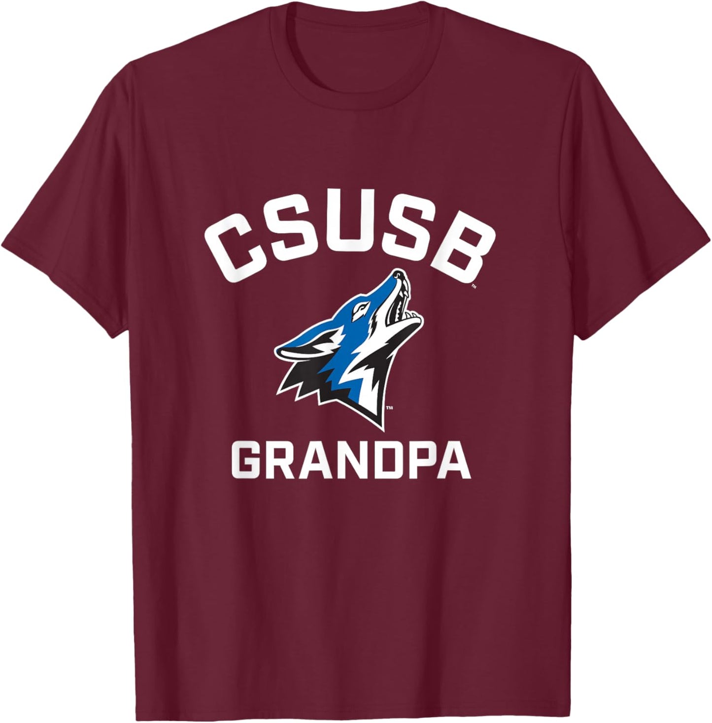 Cal State San Bernardino CSUSB Coyotes Arched Grandpa T-Shirt - T-Shirt | Maroon