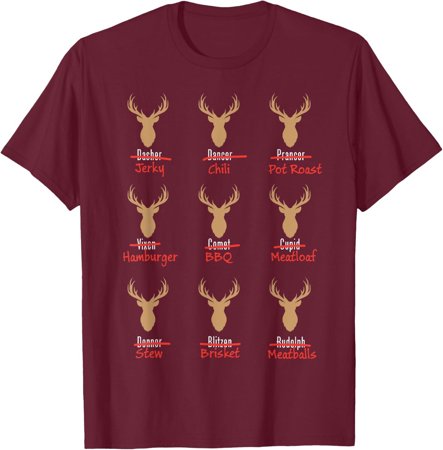 Funny Deer Hunter Santa's Reindeer Hunter For Christmas T-Shirt - T-Shirt | Maroon