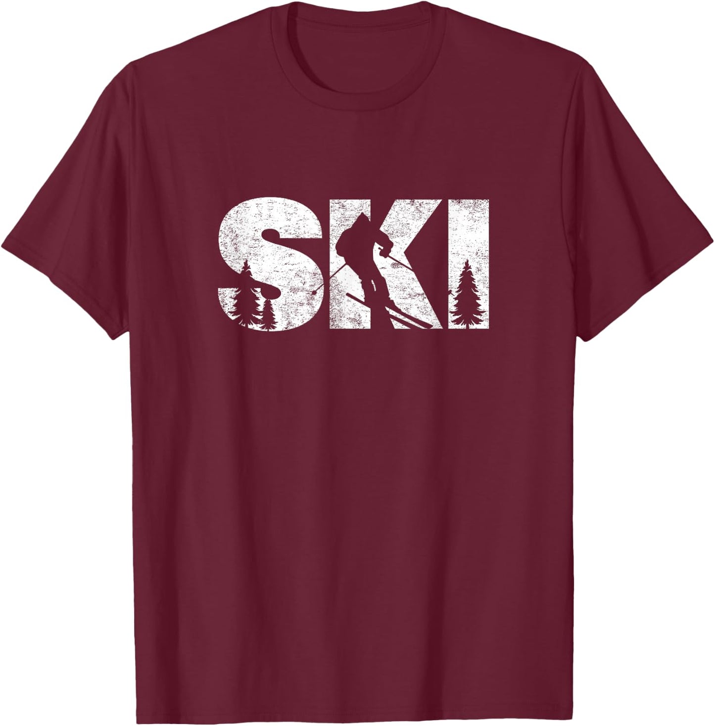 Gifts For Skiers Men Women Snow Skiing Alpine Downhill Ski T-Shirt - T-Shirt | Maroon