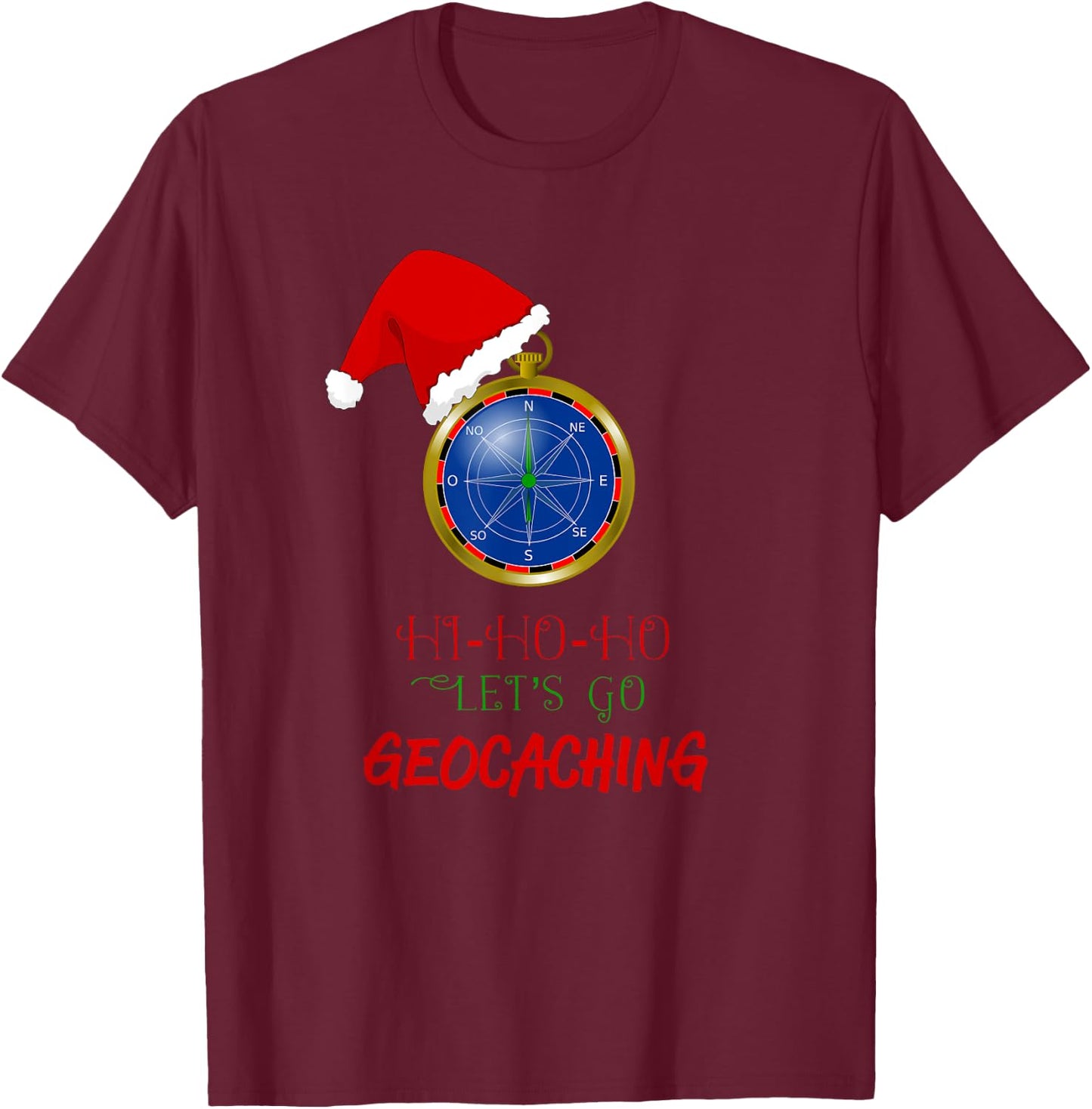 Geocaching Treasure Hunt Christmas Fun-Geocaching Worldwide T-Shirt - T-Shirt | Maroon