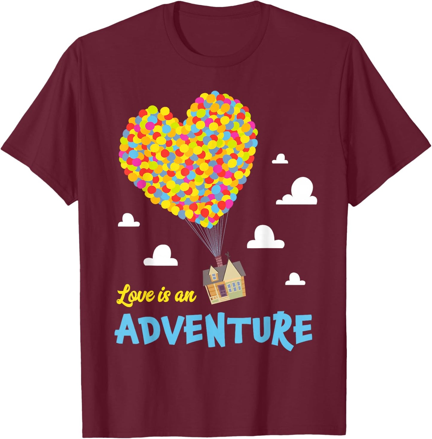 Disney and Pixar Up Love is an Adventure T-Shirt - T-Shirt | Maroon