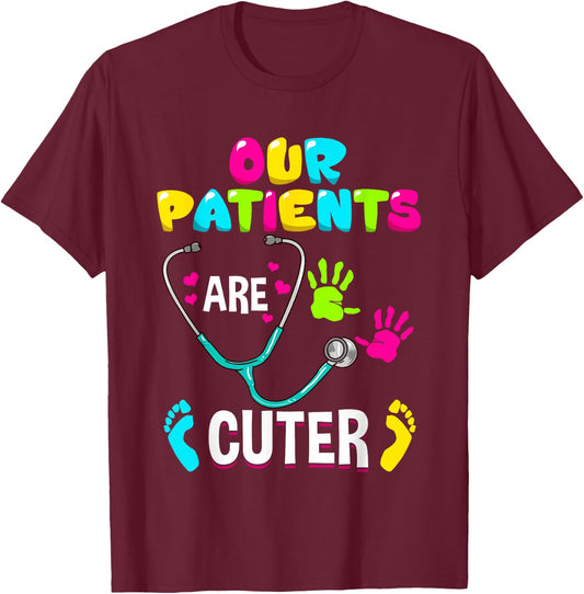 Funny Pediatric Nurse Hospital Staff Nursing Gift T-Shirt - T-Shirt | Maroon