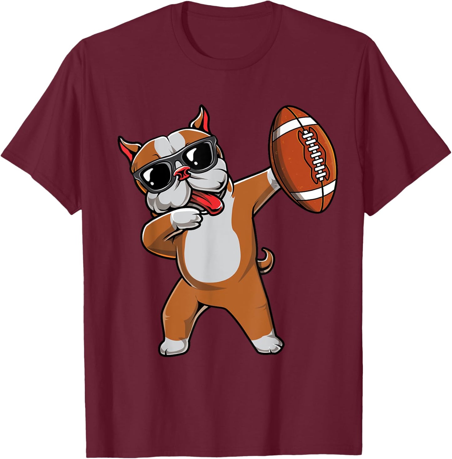 Dabbing Pitbull Dog Cute Pit Bull Dab Boys Football Gift T-Shirt - T-Shirt | Maroon