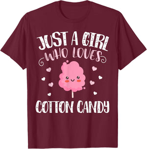 Just A Girl Who Loves Cotton Candy - Funny Cotton Candy T-Shirt - T-Shirt | Maroon