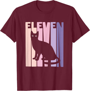11th Birthday Gift Cute Cat Fan 11 Years old for Girls T-Shirt - T-Shirt | Maroon