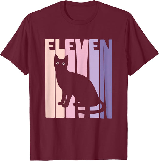 11th Birthday Gift Cute Cat Fan 11 Years old for Girls T-Shirt - T-Shirt | Maroon