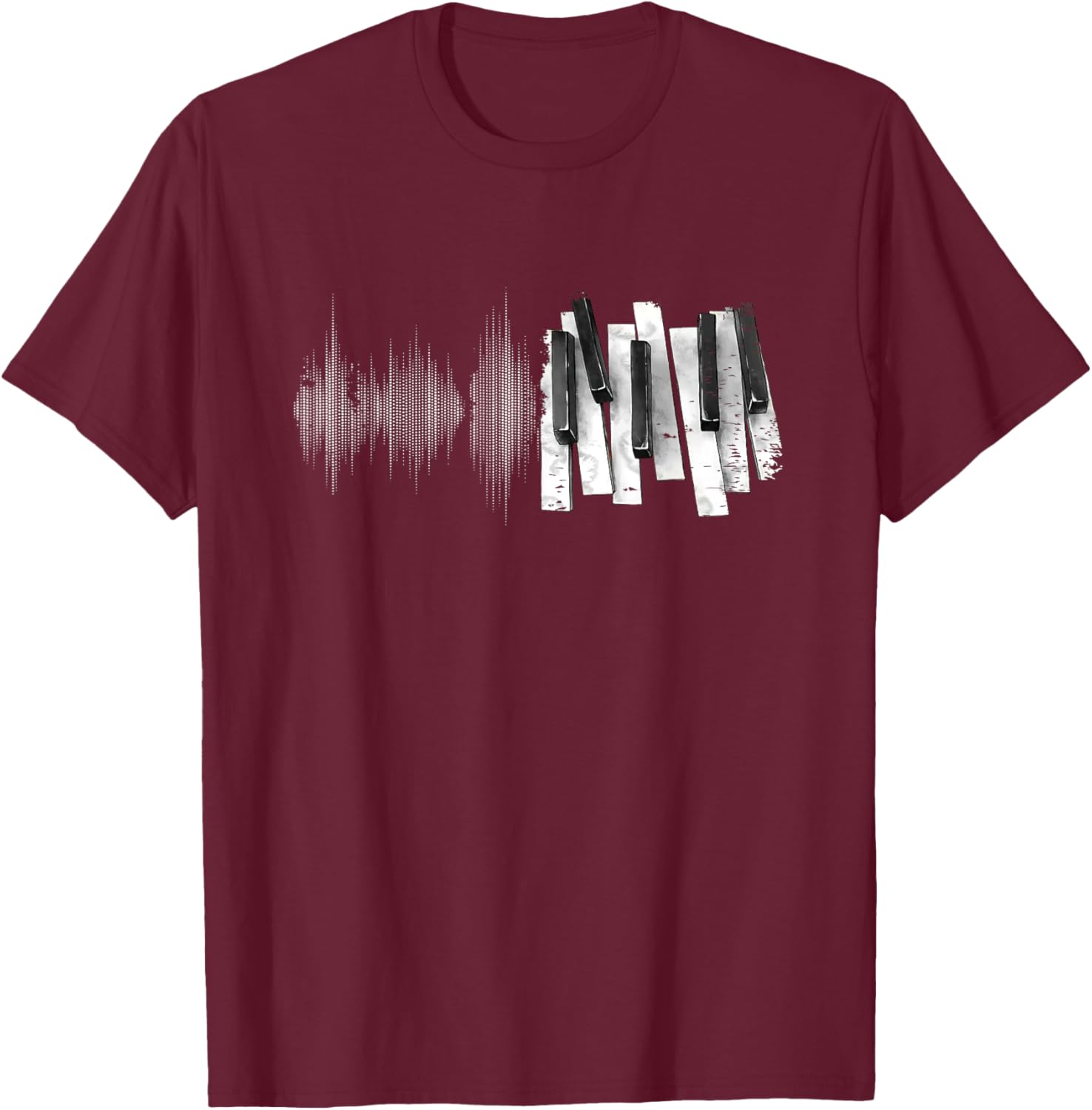 Keyboard Heartbeat Cool Piano and Organ Player Novelty T-Shirt - T-Shirt | Maroon