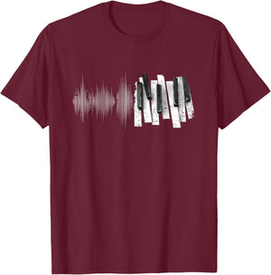 Keyboard Heartbeat Cool Piano and Organ Player Novelty T-Shirt - T-Shirt | Maroon
