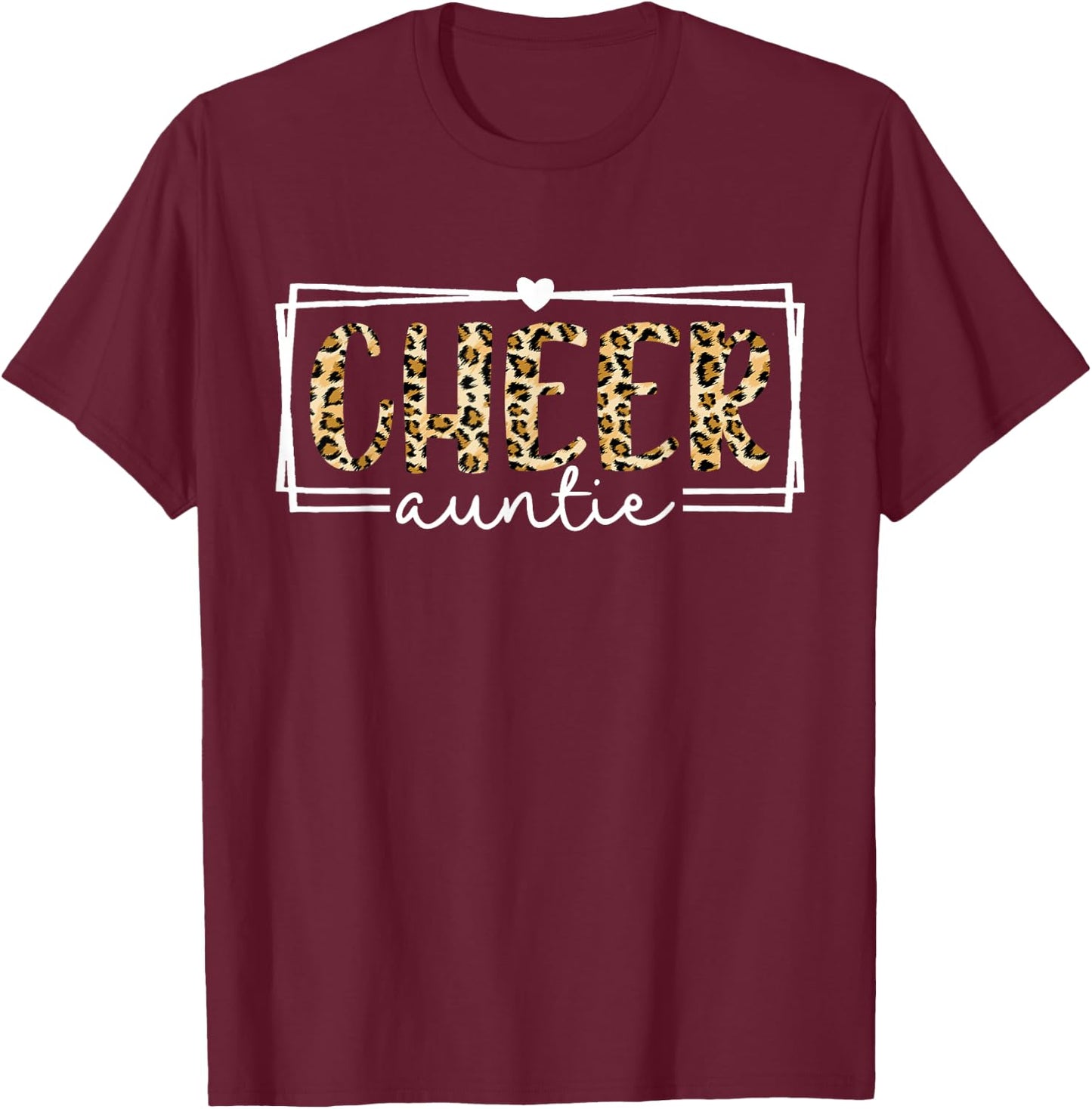 Women Cheer Auntie Leopard Cheerleader Aunt Mothers Day T-Shirt - T-Shirt | Maroon
