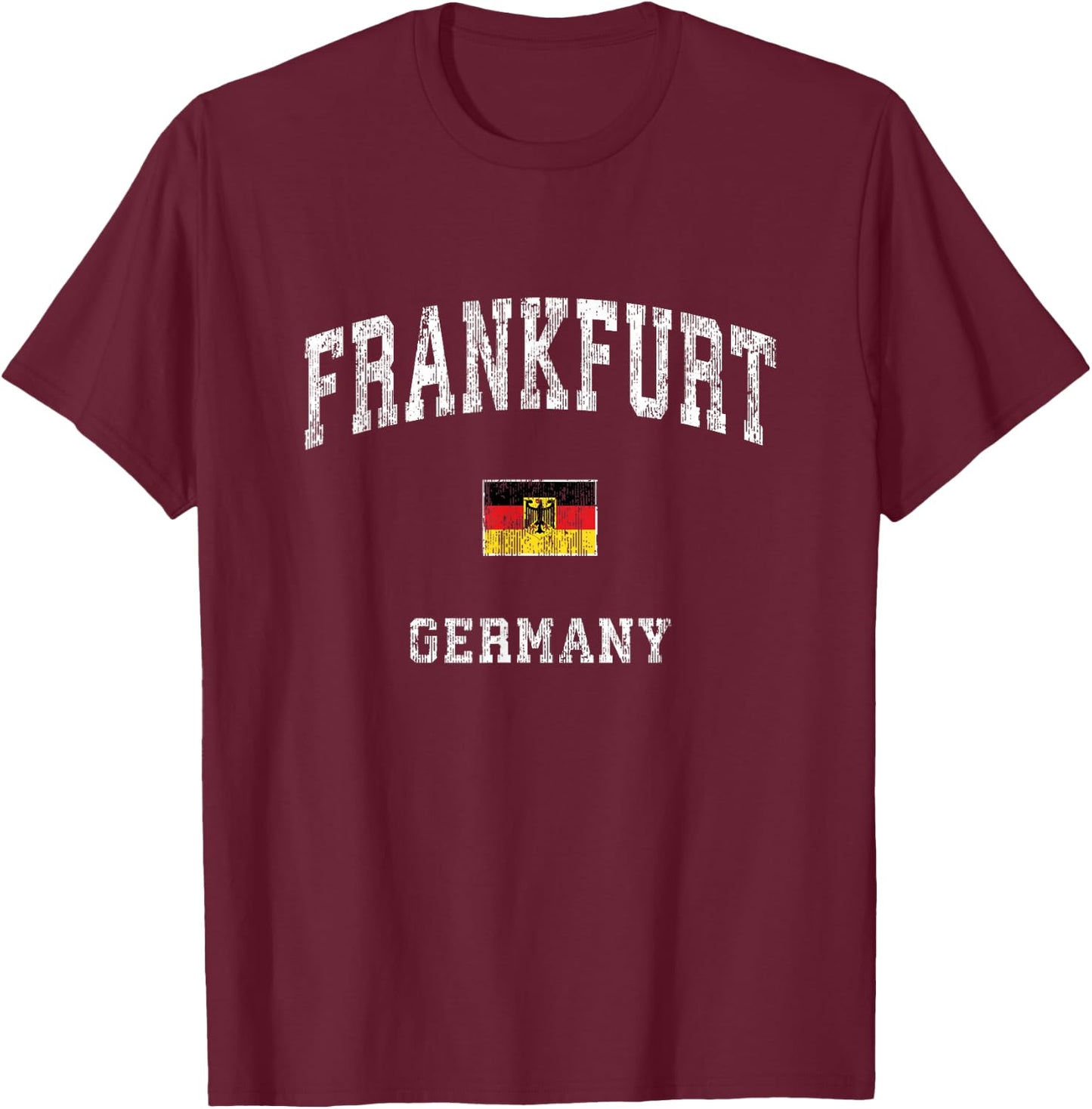 Frankfurt Germany Vintage Athletic Sports Design T-Shirt - T-Shirt | Maroon