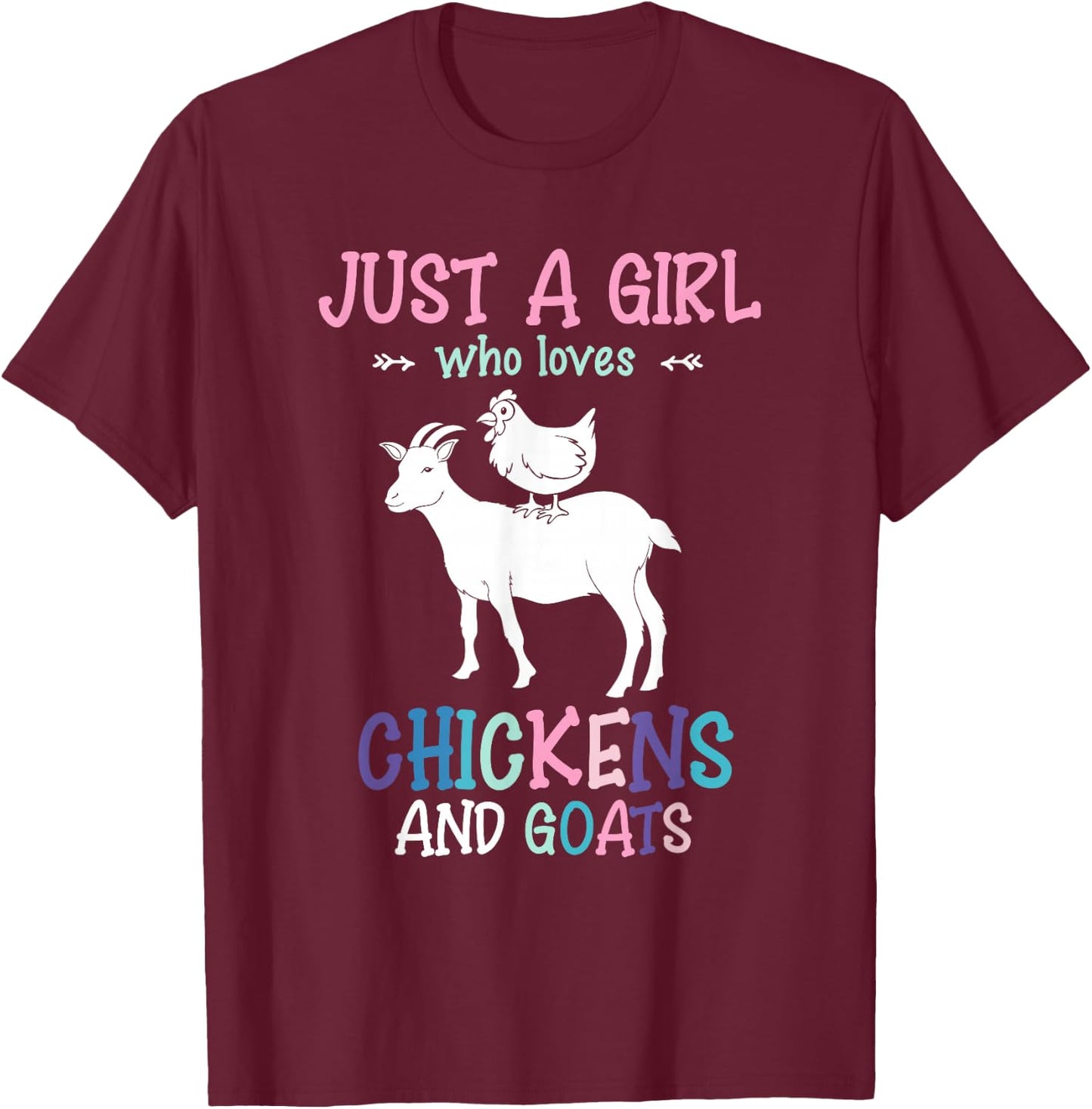 Farm Animals Farmer Farmer Chickens Goats Girls T-Shirt - T-Shirt | Maroon