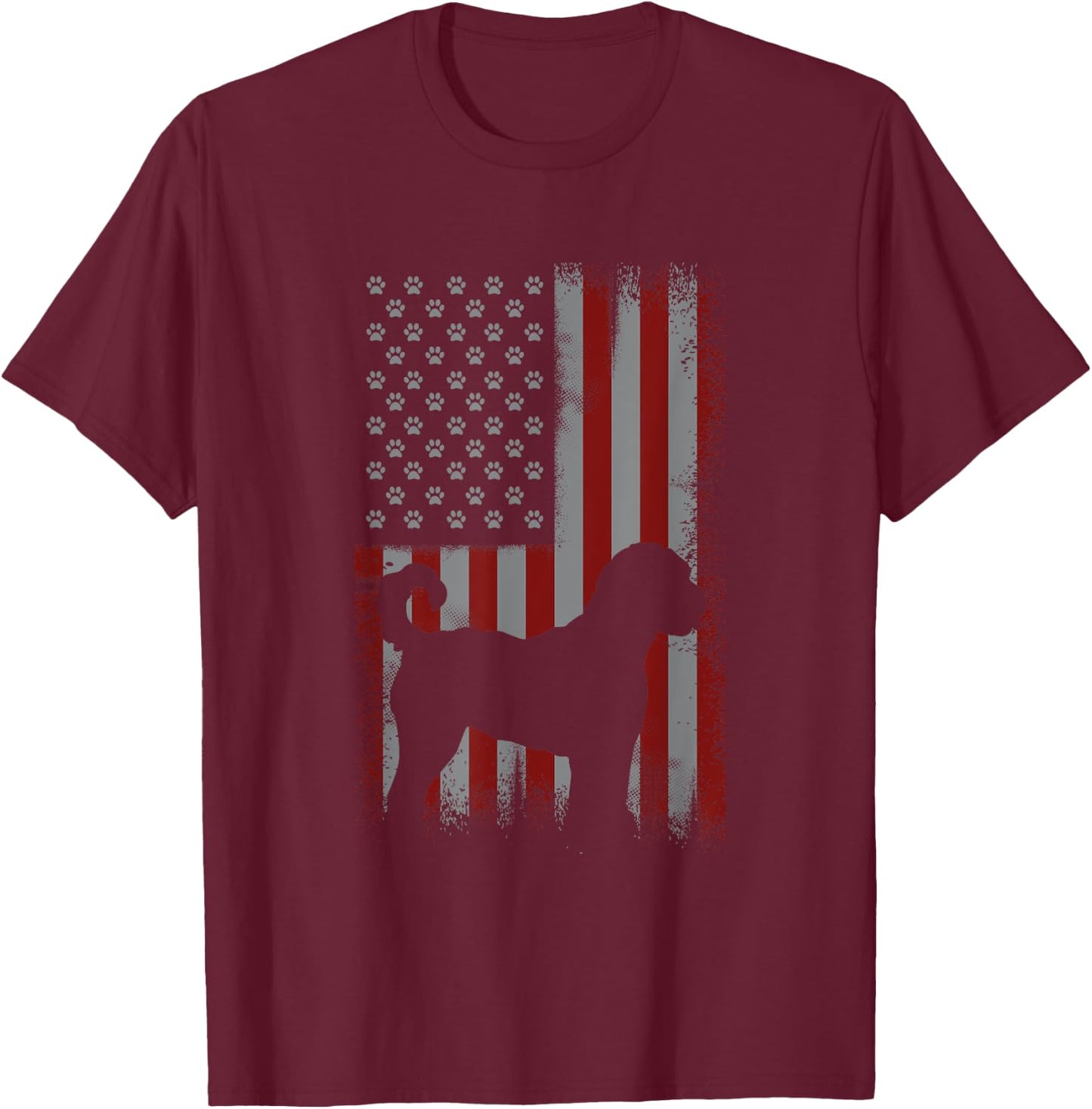 Patriotic American Flag Golden Doodle Lover Gift Men Women T-Shirt - T-Shirt | Maroon