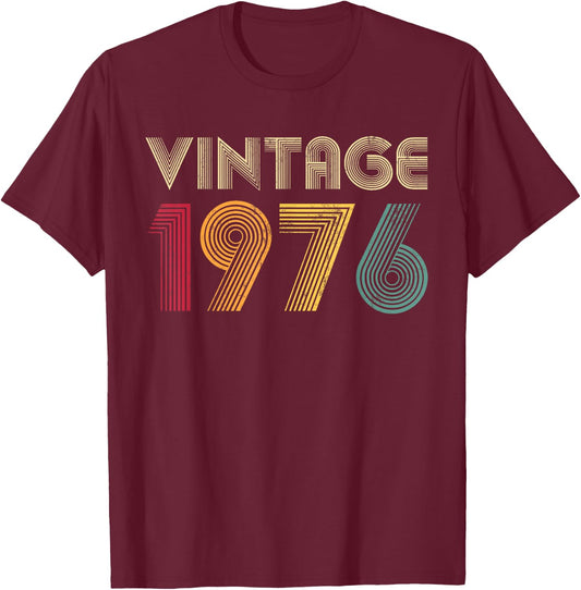 Vintage 1976 49th Birthday Retro Men Women 49 Years Old T-Shirt - T-Shirt | Maroon