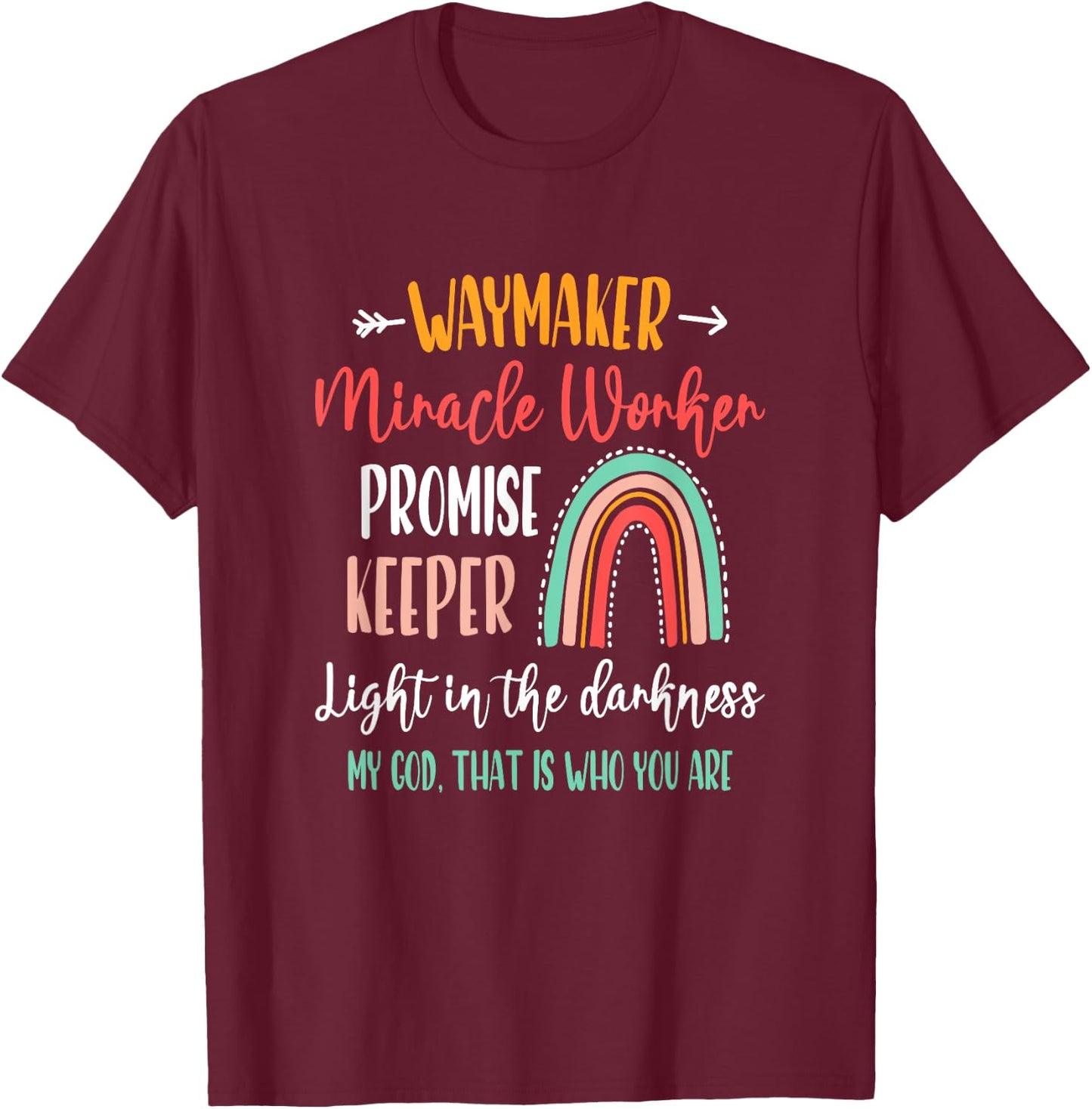 Waymaker Promise Keeper Miracle Worker Christian Kids Jesus T-Shirt - T-Shirt | Maroon