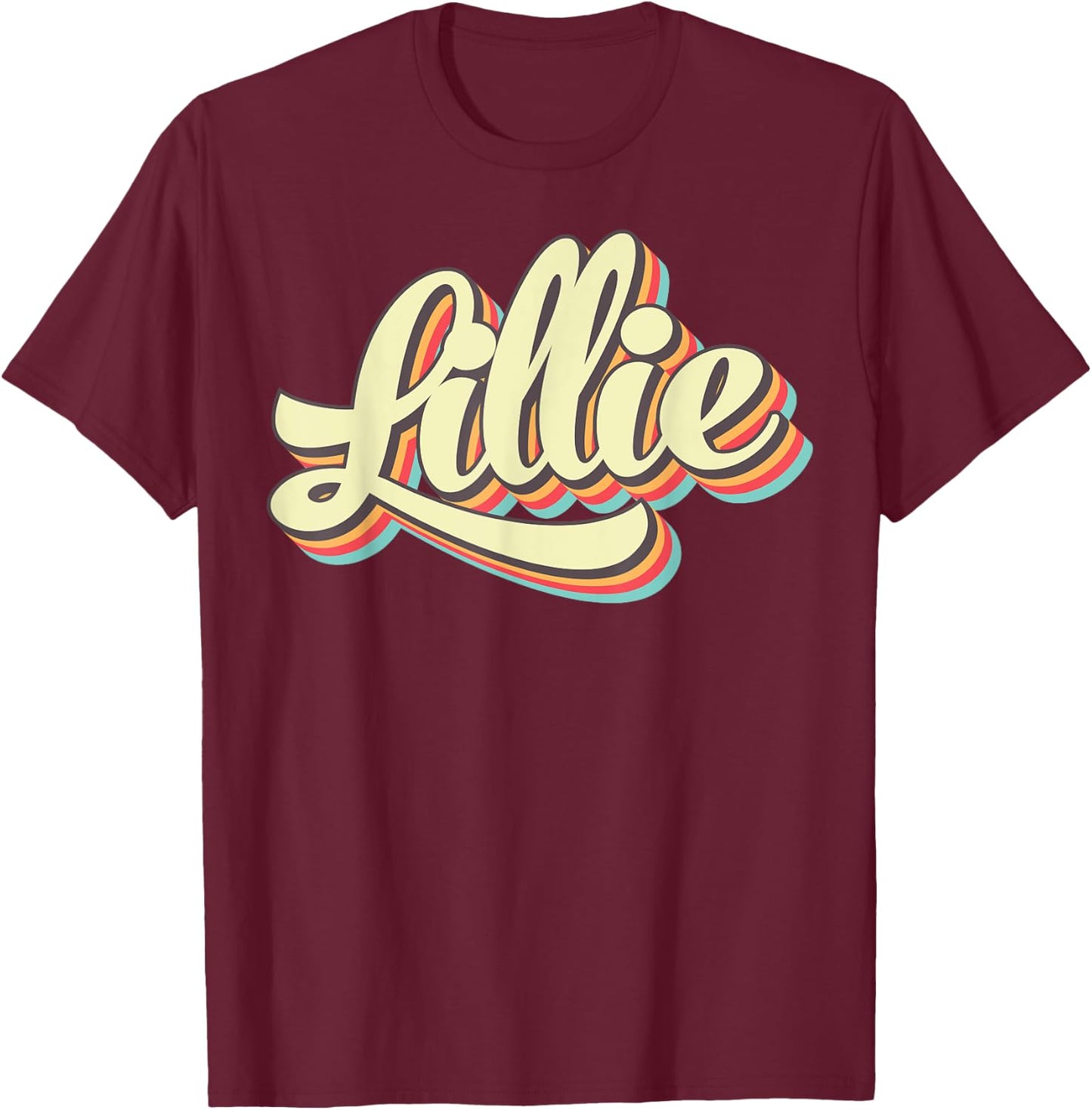 Lillie Retro Art Baseball Font Vintage T-Shirt - T-Shirt | Maroon