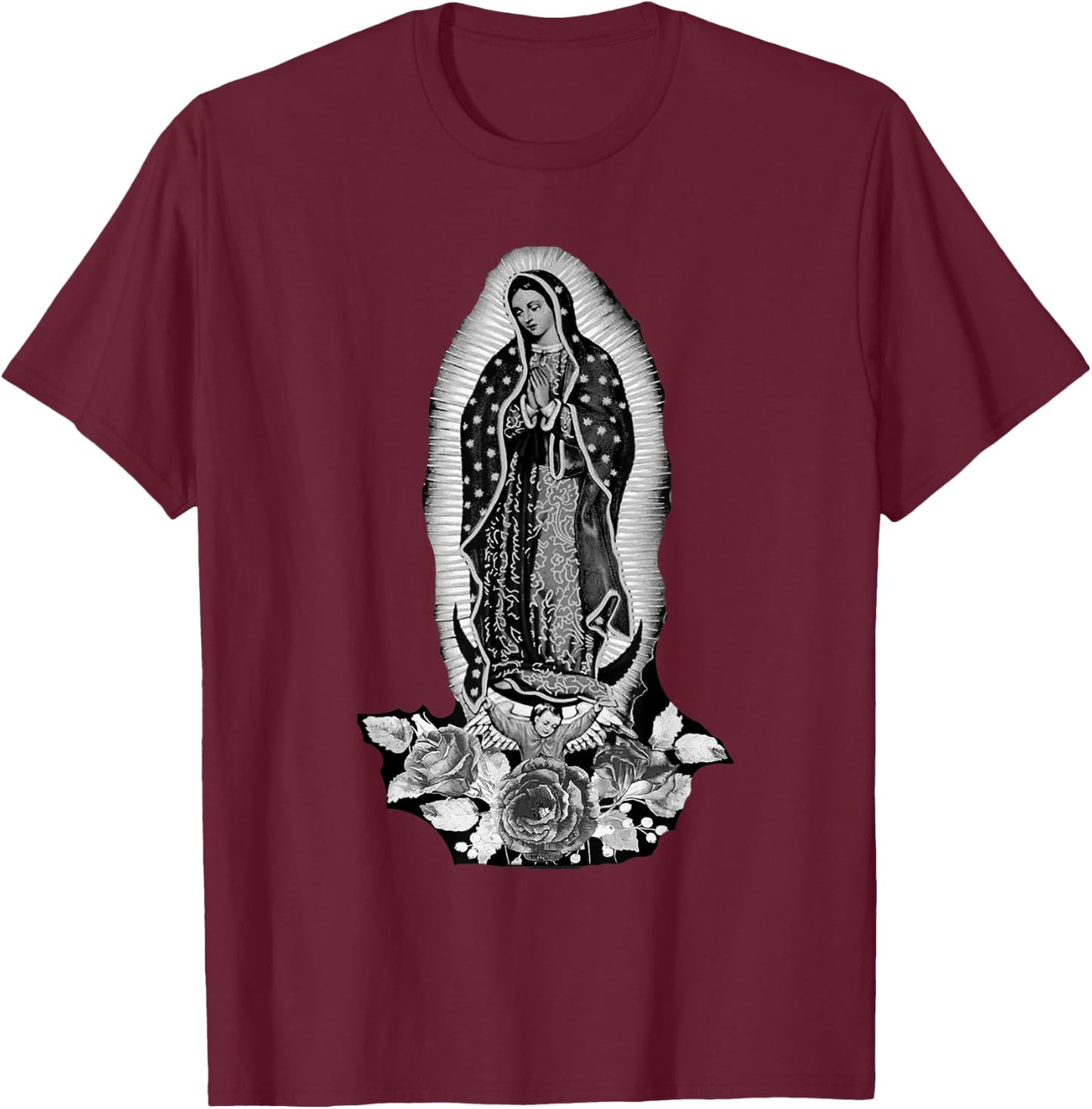 Our Lady De Guadalupe Sant Mary For Christians, Catholics T-Shirt - T-Shirt | Maroon