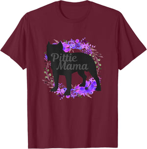 Pitbull Mom Pittie Mama Dog Lover Funny Mother's Day Gift T-Shirt - T-Shirt | Maroon