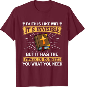 Faith Is Like Wifi - Funny Christian Saying Pastoral T-Shirt - T-Shirt | Maroon