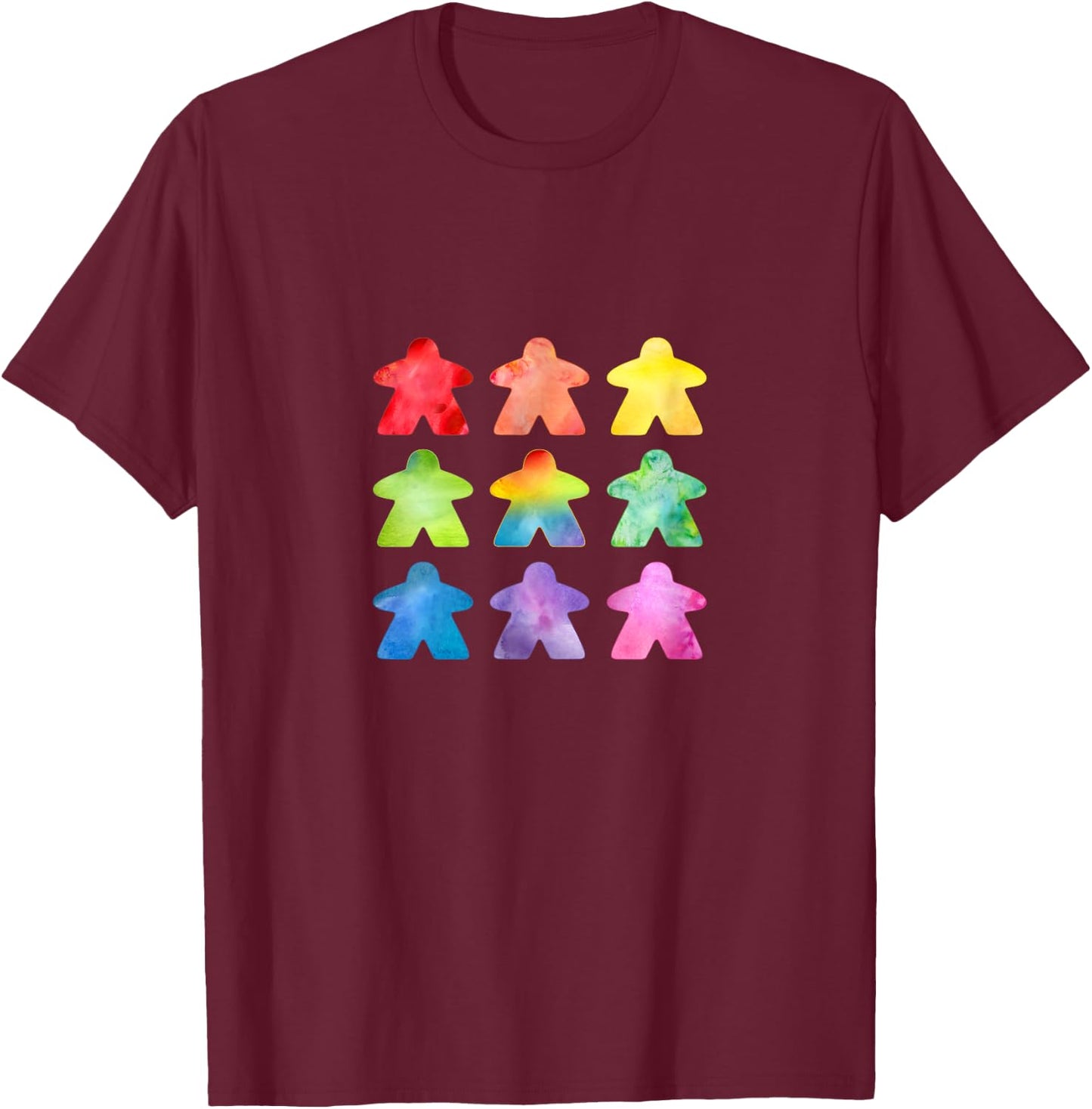 The Watercolor Meeple | Great Gift board game geeks T-Shirt - T-Shirt | Maroon