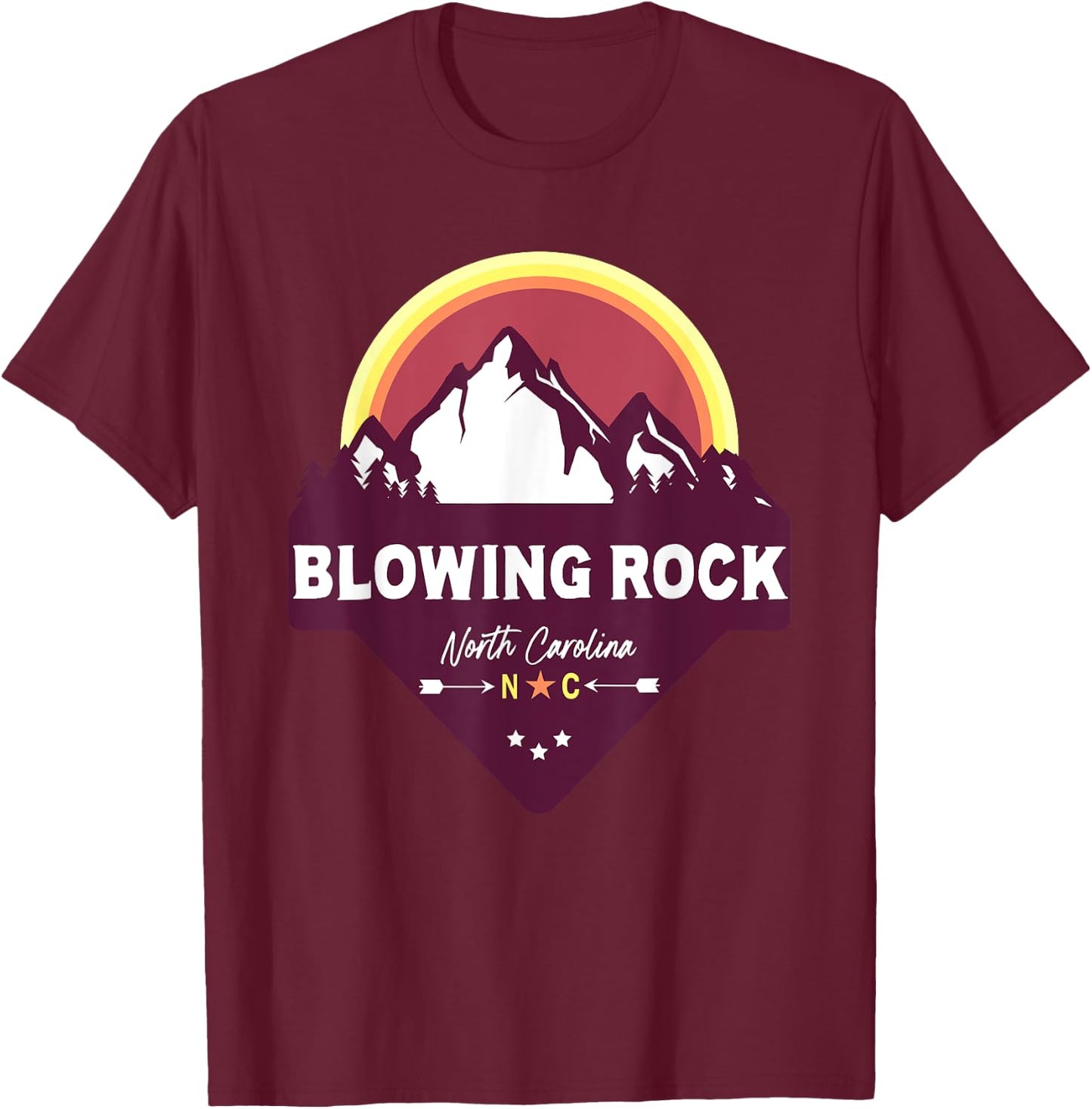 Retro Blowing Rock North Carolina NC Blue Ridge Mountains T-Shirt - T-Shirt | Maroon