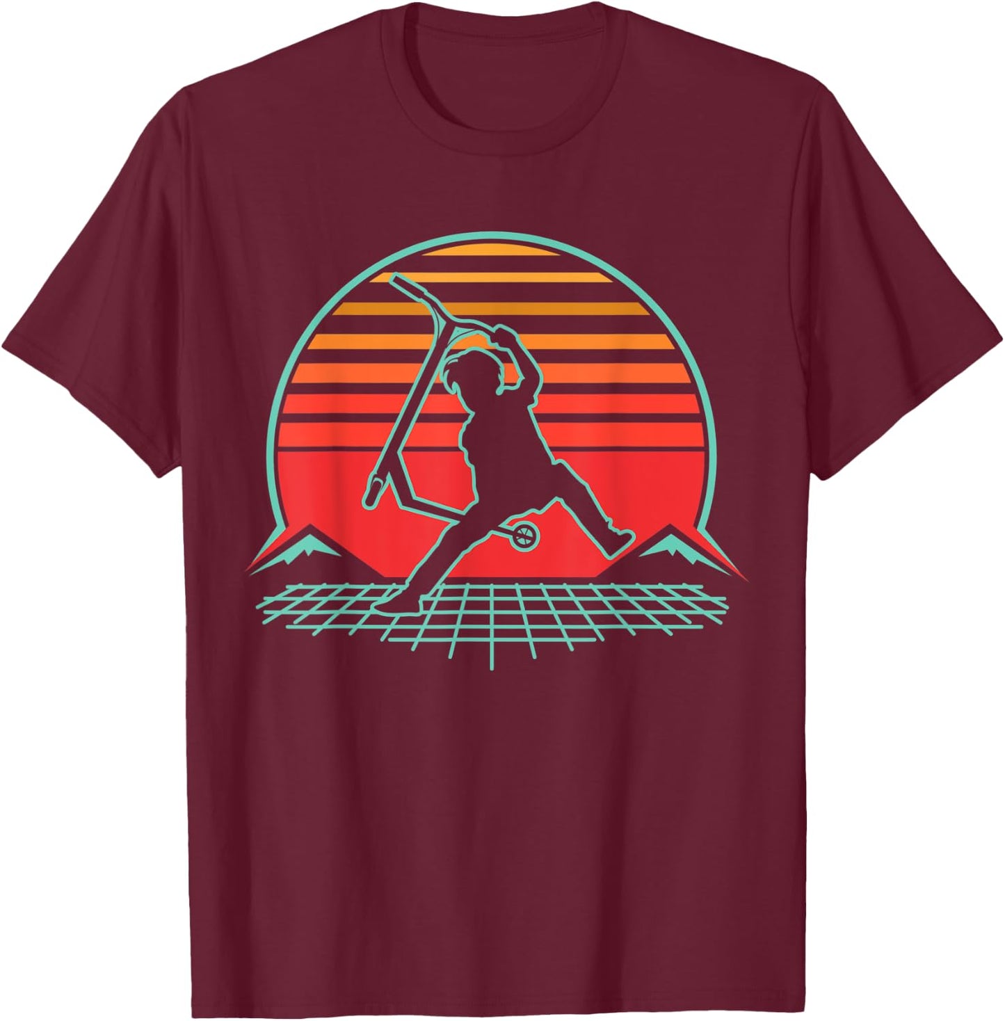 Scooter Stunt Retro Style Scooter Gift Boys Kids Youth T-Shirt - T-Shirt | Maroon