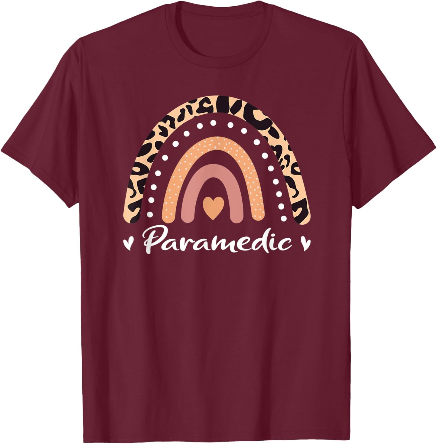 Paramedic Leopard Rainbow AMR EMS EMT Nurse Doctor T-Shirt - T-Shirt | Maroon