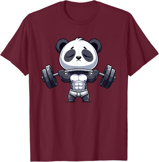 Weightlifting Panda Fitness Gym Workout Bodybuilder Panda T-Shirt - T-Shirt | Maroon